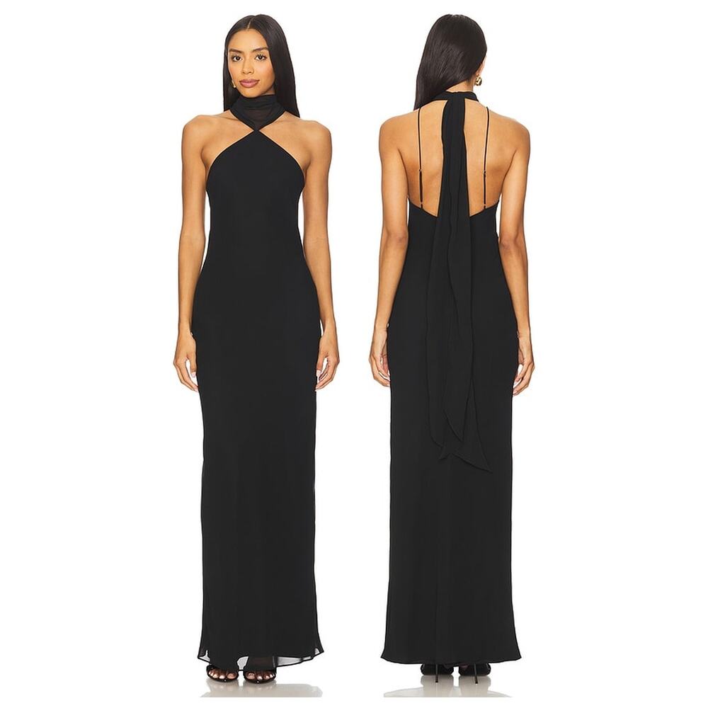 Amanda Uprichard Ashton Maxi Dress Halter Formal Wedding Guest Party Prom XS